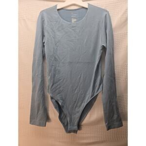 A New Day Women's Long Sleeve Seamless Bodysuit Teal Size Large